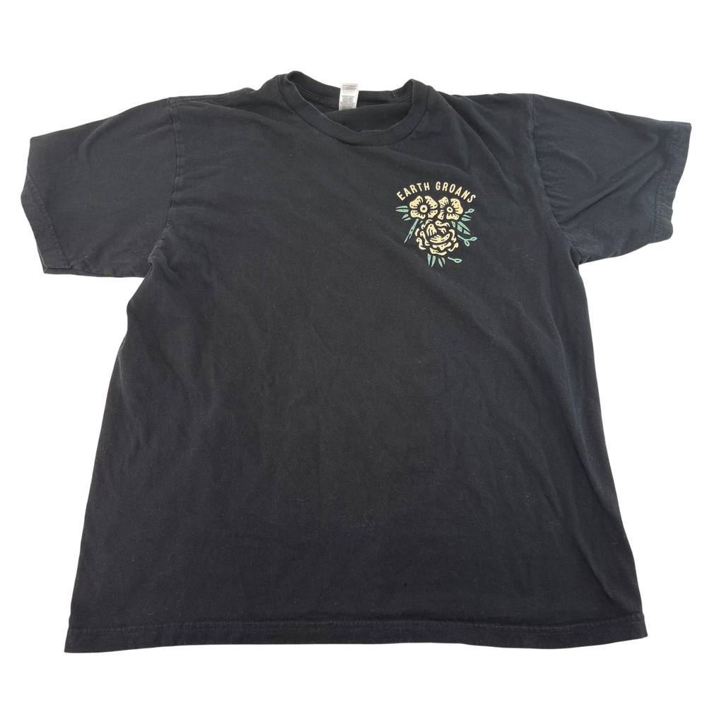 American Apparel Earth Groans Band Tee Black Grim Reaper Graphic Shirt Mens L